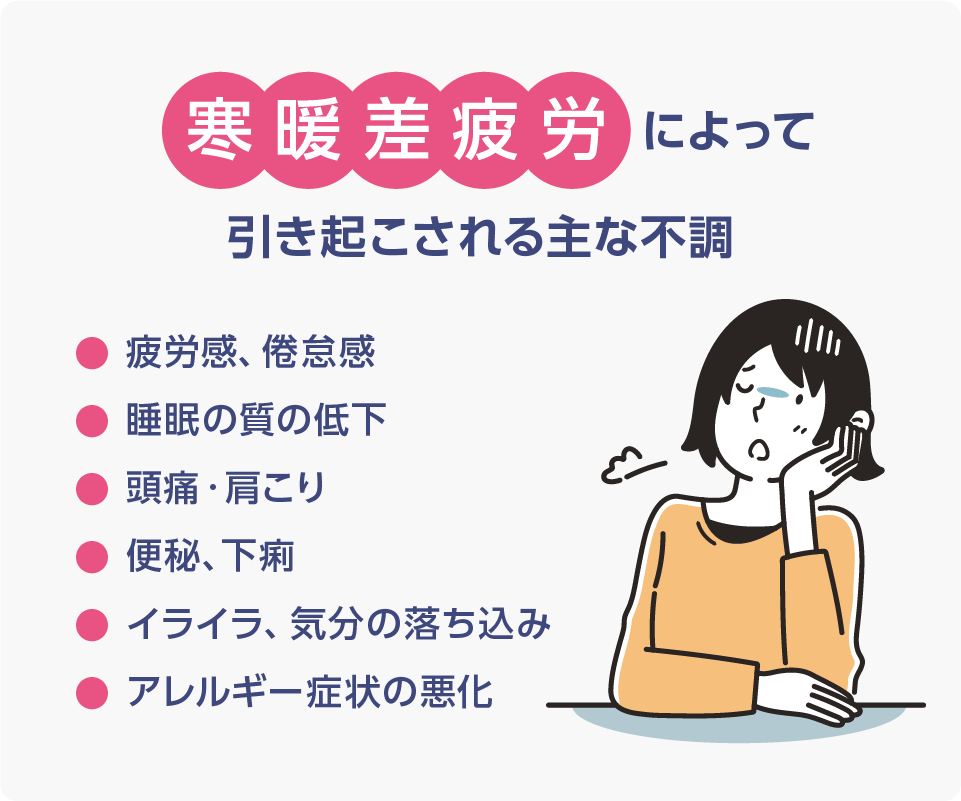 寒暖差疲労によって引き起こされる主な不調